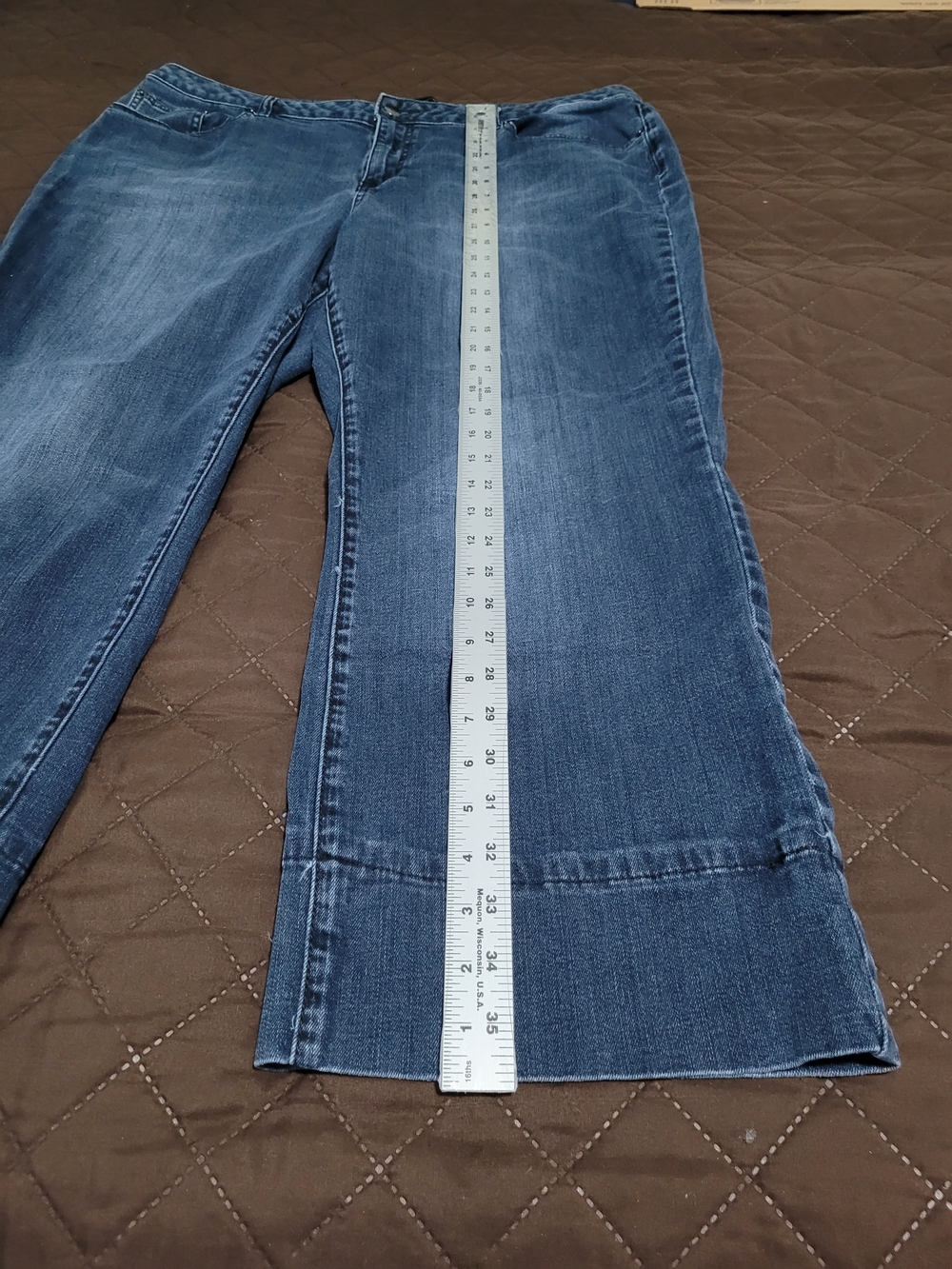Vintage Lane Bryant Plus Size Relaxed Wide Leg Cuffed Crop Jeans Medium Wash - Picture 4 of 7